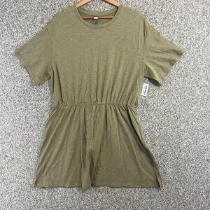Old Navy Dress Women Extra Large Green Blouson Tee Scoop Neck Relaxed Casual NWT
